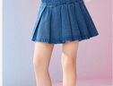 ASK JUNIOR兒童裙子2026春女童梭織牛仔拼接藍裙中大童短裙半截裙百褶裙 曬單實(shí)拍圖