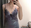 維多利亞的格調品牌性感睡衣女款冰絲薄款純欲風(fēng)感帶胸墊女士蕾絲吊帶睡裙兩件套 莫蘭灰套裝【禮盒裝】 S 曬單實(shí)拍圖