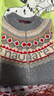 Navigare意大利小帆船復古羊毛衫女士秋冬款時(shí)尚保暖開(kāi)衫費爾島圓領(lǐng)毛衣女 草灰/紅 M 曬單實(shí)拍圖