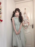 戀的連衣裙夏季2026新款收腰長(cháng)裙學(xué)生少女小個(gè)子高中初中女生夏天裙子 綠色 均碼 (可備注碼數) 曬單實(shí)拍圖