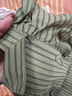 謎秀設計感長(cháng)袖條紋襯衫女2026秋季新款上衣女韓版小眾紐扣荷葉邊襯衣 綠色條紋 L 曬單實(shí)拍圖