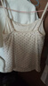 UR秋季新款女海島度假波點(diǎn)木耳邊修身吊帶背心UYL450184 米白印花 M 曬單實(shí)拍圖