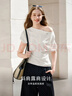 香影白色一字肩短袖t恤女2026夏季新款設計感修身顯瘦捏褶小上衣 曬單實(shí)拍圖