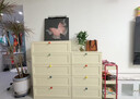 林下春雪斗柜客廳靠墻儲物柜大容量鋼制五斗柜高級落地床尾置物柜玄關(guān)柜 米黃圓弧三斗柜80長(cháng) 曬單實(shí)拍圖