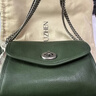 裘真信封包女鏈條斜挎單肩包休閑復古小包植鞣頭層牛皮包包 綠色-小號 曬單實(shí)拍圖