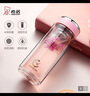 希諾抗菌玻璃杯雙層透明水杯女高顏值過(guò)濾泡茶杯子X(jué)N-1951粉色 270mL 曬單實(shí)拍圖