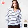 優(yōu)衣庫女裝柔滑棉質(zhì)POLO領(lǐng)條紋針織衫/毛衣毛衫26春夏新款484503 60 淺藍色 M 曬單實(shí)拍圖