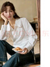 謎秀法式襯衫2026春季秋季女裝新款翻領(lǐng)長(cháng)袖寬松落肩顯瘦上衣 奶泡白 S 曬單實(shí)拍圖