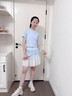 艾卡諾 I.KARNOW女童夏季套裝速干運動(dòng)服兒童涼感短袖大童百褶裙子網(wǎng)球羽毛球訓練 6126白藍+19027白色 120 曬單實(shí)拍圖