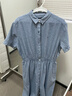 TOMMY JEANS【棉麻混紡】26春夏女裝復古文藝收腰顯瘦A字襯衫長(cháng)裙連衣裙 淺牛仔藍1AB S （推薦：95-110斤） 曬單實(shí)拍圖