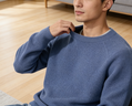 優(yōu)衣庫男裝女裝可機洗3D圓領(lǐng)針織衫/長(cháng)袖毛衣毛衫482321 65 寶藍色 XL 曬單實(shí)拍圖