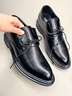 波圖蕾斯皮鞋男士系帶商務(wù)休閑鞋韓版潮流厚底正裝鞋婚鞋男 9708 黑色 45  曬單實(shí)拍圖