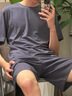 南極人（Nanjiren）冰絲睡衣男款2026新款涼感可外穿夏季薄款圓領(lǐng)青年男生家居服套裝 WR8211【夏季新款  冰絲涼感】 XL 【推薦體重135-155斤】 曬單實(shí)拍圖