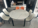 豐舍 餐桌 可變圓桌伸縮折疊實(shí)木巖板餐桌椅組合現代輕奢餐桌餐廳飯桌 黑白色-雪山白巖板-101皮椅 【1.35米】 一桌6椅 曬單實(shí)拍圖