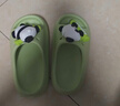 土豆屋兒童拖鞋中大童小孩室內外防滑軟底親子涼拖鞋 熊貓綠色180碼 曬單實(shí)拍圖