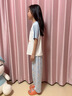 蕉內棉棉520Home兒童睡衣男女童5A抗菌棉莫Pets Pets短袖長(cháng)褲家居服 霧藍-橘貓 140 曬單實(shí)拍圖