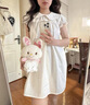 詩(shī)丹蕊初戀娃娃領(lǐng)小白裙女2026春夏新款甜美可愛(ài)減齡寬松a字短袖連衣裙 白色 均碼 【可備注碼數】 曬單實(shí)拍圖