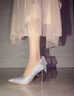 洛之潮法式仙女風(fēng)珍珠一字帶銀色亮片蝴蝶結高跟鞋女甜美尖頭細跟單 銀色5cm 34 曬單實(shí)拍圖