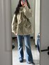 UR2026春季新款女裝潮流工裝系帶帽子收腰外套UYV160015 卡其綠 (偏寬松) S 曬單實(shí)拍圖