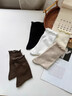 貓人（MiiOW）木耳邊襪子女款搭配勃肯鞋小皮鞋春夏季棉襪中筒堆堆襪百搭女長(cháng)襪 白色+奶白+米色+深咖+黑色 共 5雙 均碼 35-39木耳花邊/10A抑菌 曬單實(shí)拍圖