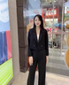 LEDP2026復古氣質(zhì)套裝女春秋新款個(gè)性短款小西裝外套+高腰顯瘦闊腿 黑色外套+長(cháng)褲 L 建議108-120斤 曬單實(shí)拍圖