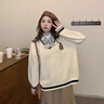芙伊心Fuyixin2026春秋套裝女學(xué)生韓版寬松學(xué)院風(fēng)毛衣 百褶半身裙兩件套 米白色毛衣+半身裙 2038# M 建議95-110斤 曬單實(shí)拍圖