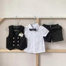心楠男寶寶西裝套裝春秋季男童衣服拜年周歲禮服嬰幼兒結婚生日三件套 黑色西裝三件套【贈領(lǐng)帶＋胸花】短袖 80 碼 曬單實(shí)拍圖