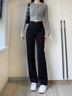 棉致黑色闊腿牛仔褲女春季新款高腰大碼顯瘦寬松胖mm直筒休閑褲子女 C122黑色【常規高品質(zhì)】 L 105-115斤 曬單實(shí)拍圖