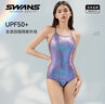 SWANS泳衣女士溫泉專(zhuān)業(yè)訓練抗氯防曬新款競速燙金連體三角游泳衣女 紫蟒競速單層無(wú)胸墊三件套(近視) S 曬單實(shí)拍圖