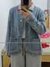 佐丹奴設計師款牛仔夾克女裝勾線(xiàn)圓領(lǐng)不規則紐扣牛仔外套18375209 曬單實(shí)拍圖