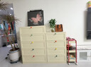 林下春雪斗柜客廳靠墻儲物柜大容量鋼制五斗柜高級落地床尾置物柜玄關(guān)柜 米黃圓弧三斗柜80長(cháng) 曬單實(shí)拍圖