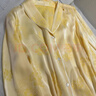 雅鹿真絲睡衣女士春秋季新款長(cháng)袖開(kāi)衫套裝感桑蠶絲綢可外穿居家服 黃色【長(cháng)袖+長(cháng)褲】 M 80-100斤 曬單實(shí)拍圖