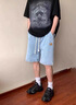 查佰倫 CHELDBAILANNC牛仔短褲男夏季五分短褲美式復古潮流男士寬松百搭直筒休閑中褲 深藍色【主圖推薦款】 XL 曬單實(shí)拍圖