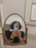 木雅軒實(shí)木鏡子化妝鏡桌面便攜臺式梳妝鏡臥室梳妝臺鏡子禮物女高級感 胡桃木梳妝鏡子-橢圓 曬單實(shí)拍圖