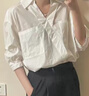 ELLE白色設計感V領(lǐng)襯衫女2026春裝新款寬松通勤職業(yè)裝輕奢氣質(zhì)上衣 白色 M 曬單實(shí)拍圖