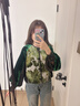 三吉黑花【雁南飛】手繪織金割絨絲絨衛衣女款2025新款加厚時(shí) 松綠 S 曬單實(shí)拍圖
