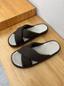 樸西上新清晏開(kāi)口室內亞麻拖鞋男士透氣吸汗居家防滑亞麻涼拖鞋情侶款 黑棕色【防滑更安心】 40-41 曬單實(shí)拍圖