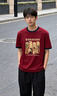 名創(chuàng  )優(yōu)品（MINISO）純棉t恤男夏季撞色寬松高級感2026新款青少年潮流短袖 酒紅 L 曬單實(shí)拍圖
