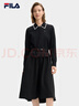FILA 斐樂(lè )楊冪同款女子連衣裙春新款時(shí)尚休閑寬松收腰翻領(lǐng)連身裙 正黑色-BK S 160/80A 曬單實(shí)拍圖