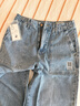 馬登復古淺藍色法工褲水洗直筒垂墜感大口袋闊腿寬松牛仔褲女款春 淺水藍 M 曬單實(shí)拍圖