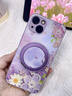 維登派油畫(huà)花液態(tài)玻璃適用蘋(píng)果16手機殼新款iPhone17promax藝術(shù)彩繪硅膠軟15plus磁吸14支架13掛繩12全包 油畫(huà)花【草紫色】液態(tài)玻璃-磁吸支架-雙扣掛繩 iPhone 13 曬單實(shí)拍圖