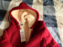 班尼路（Baleno）酒紅色連帽羊羔毛外套女本命年馬年加絨厚保暖開(kāi)衫衛衣女裝上衣服 曬單實(shí)拍圖