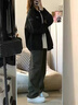 LEDP原宿外套女學(xué)生棒球服春秋寬松休閑百搭潮流沖鋒衣夾克上衣潮 黑色款  有里布 L 105-120斤- 曬單實(shí)拍圖