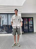 史努比（SNOOPY）短袖襯衫男士夏季半截袖翻領(lǐng)潮流外套輕薄冰絲休閑服 淺灰 XL 曬單實(shí)拍圖