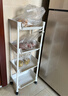 家用多層落地式收納手推車(chē)廚房衛生間浴室置物架簡(jiǎn)約小推車(chē) (家用收納神器)四層白+帶輪 曬單實(shí)拍圖