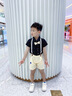 五小七童裝男童夏季套裝新款一周歲禮服男寶寶衣服兒童背帶褲兩件套 黑色 80 尺碼7-11月【建議寶寶75-85】cm 曬單實(shí)拍圖