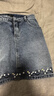百圖（betu）女裝2026年春季新款半身裙下擺小碎花刺繡A字牛仔短裙裙子2602T60 牛仔色 S 曬單實(shí)拍圖