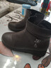 啄木鳥(niǎo)斷碼真皮短靴女2026秋冬新款中老年加絨加厚棉鞋平底防滑媽媽鞋潮 棕色加絨 40 曬單實(shí)拍圖
