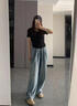 莫代爾天絲直筒牛仔褲女2026新款春夏薄款大碼遮跨寬松顯瘦小個(gè)子闊腿褲 藍色【常規款】 S 適合85-105斤 曬單實(shí)拍圖