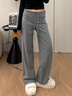 浪莎垂感運動(dòng)褲女春秋季2026年新款高腰垂感顯瘦直筒窄版休閑闊腿衛褲 深灰色常規 L 建議111-125斤 曬單實(shí)拍圖